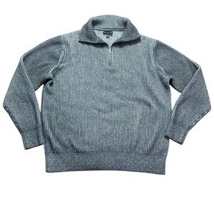 Banana Republic Men's Zip-Up Sweater - Gray Cashmere Wool Blend